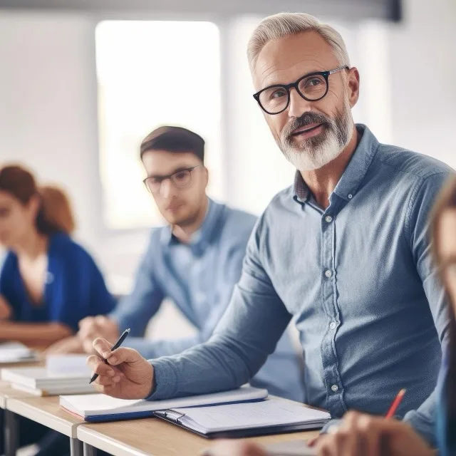 Un adulte attentif dans une salle de formation