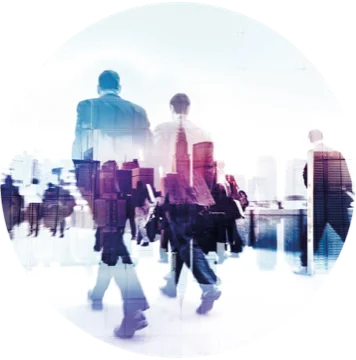 Silhouettes de professionnels en mouvement